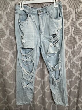 Cello Light Blue Distressed Boyfriend Jeans